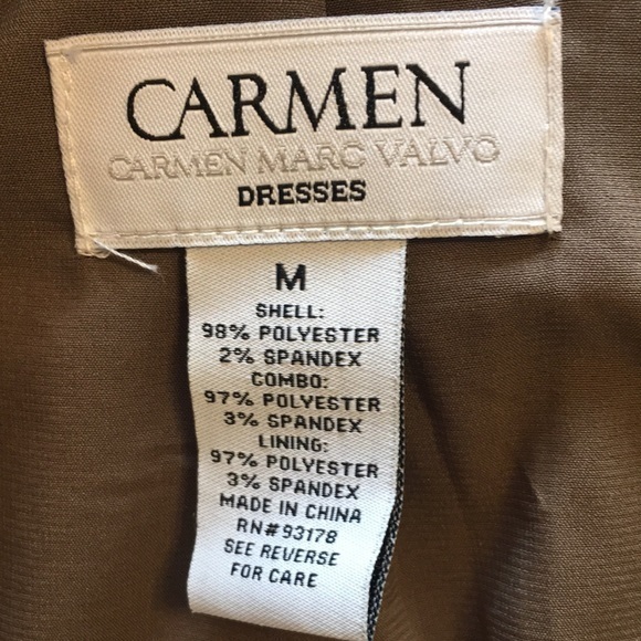 CARMEN MARC VALVO taupe cap sleeves knee length shift dress - Picture 7 of 9